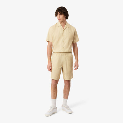 شورت قطني بخطوط مطبوعة بتمساح