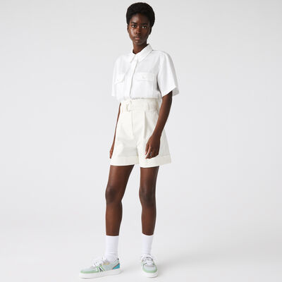 Women's High-waisted Stretch Cotton Bermuda Shorts
