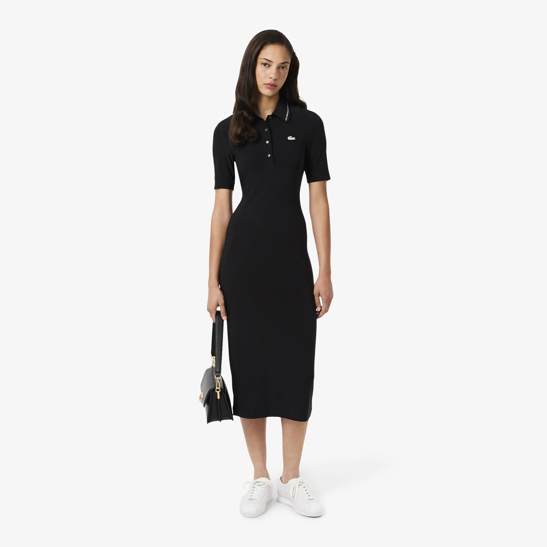 Slim Fit Diamante Crocodile Polo Collar Dress lacoste slim fit diamante crocodile polo collar dress