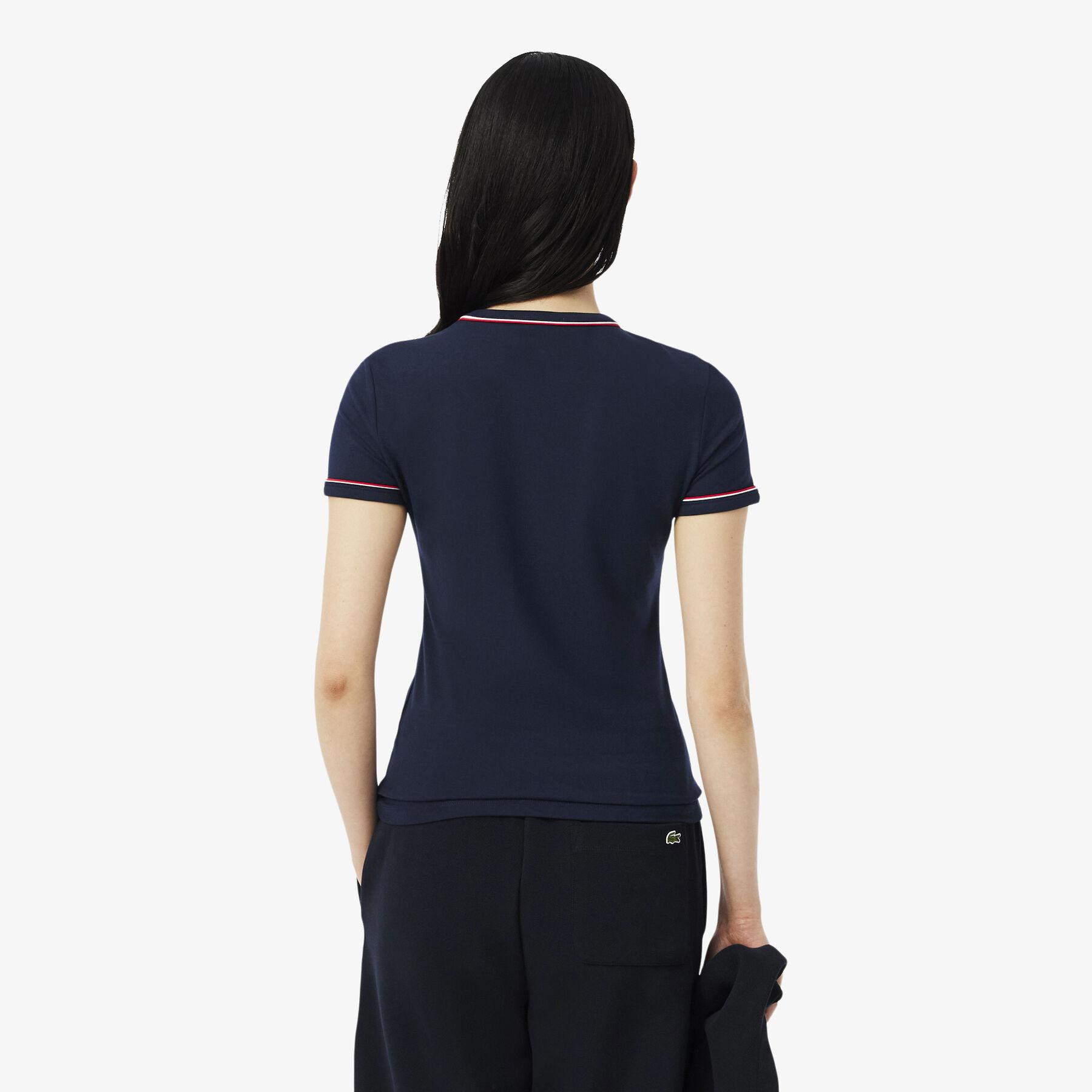 lacoste contrast trim jersey t shirt