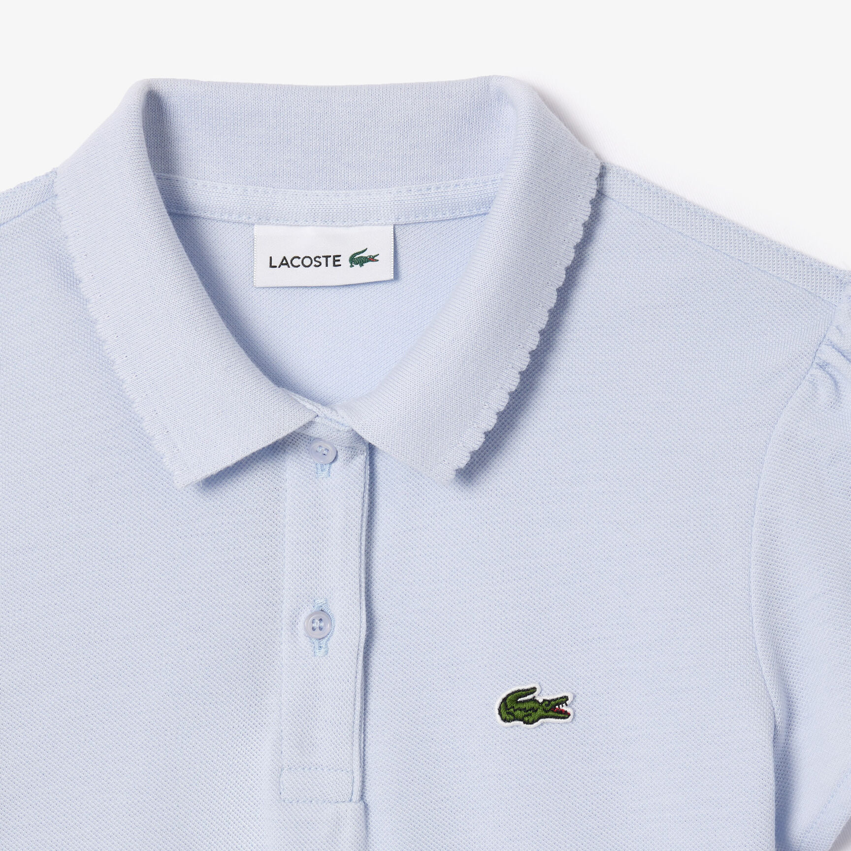 Girls' Lacoste Scalloped Collar Mini Pique Polo Shirt - PJ3594-00-J2G