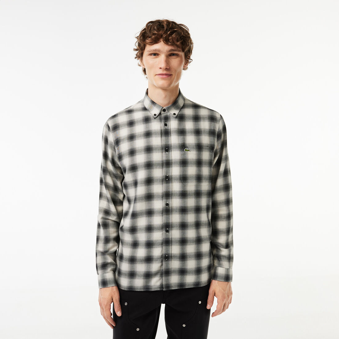 Cotton/Wool Blend Checked Flannel Shirt - CH1868-00-KBR