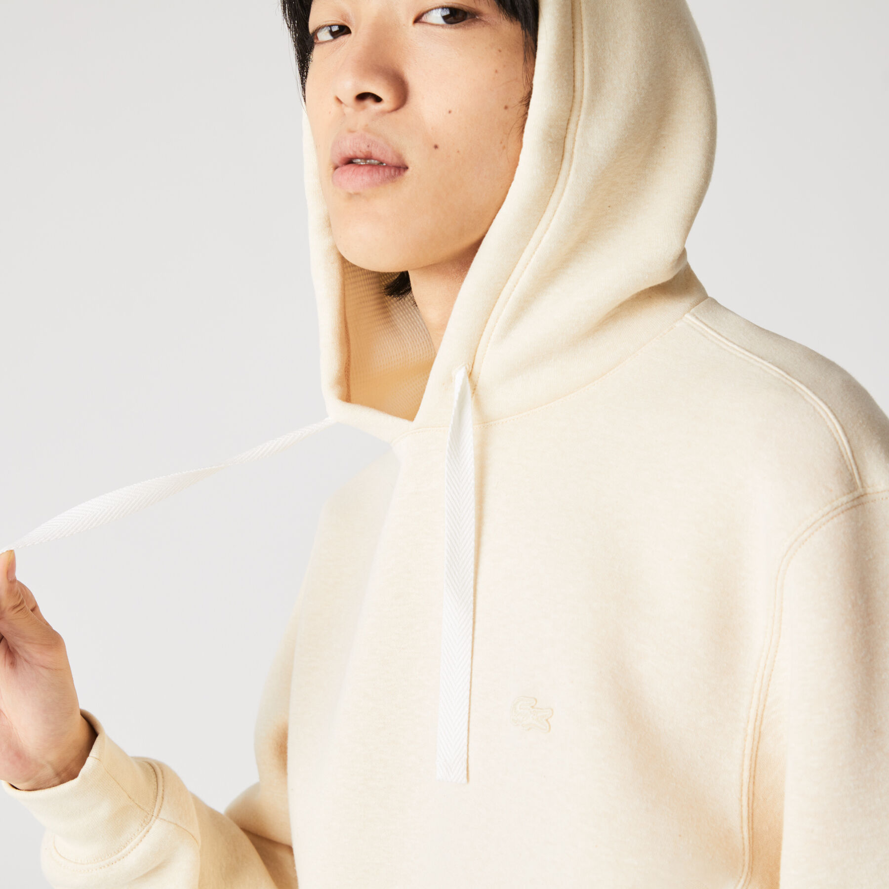 lacoste men s hooded contrast pocket cotton blend sweatshirt