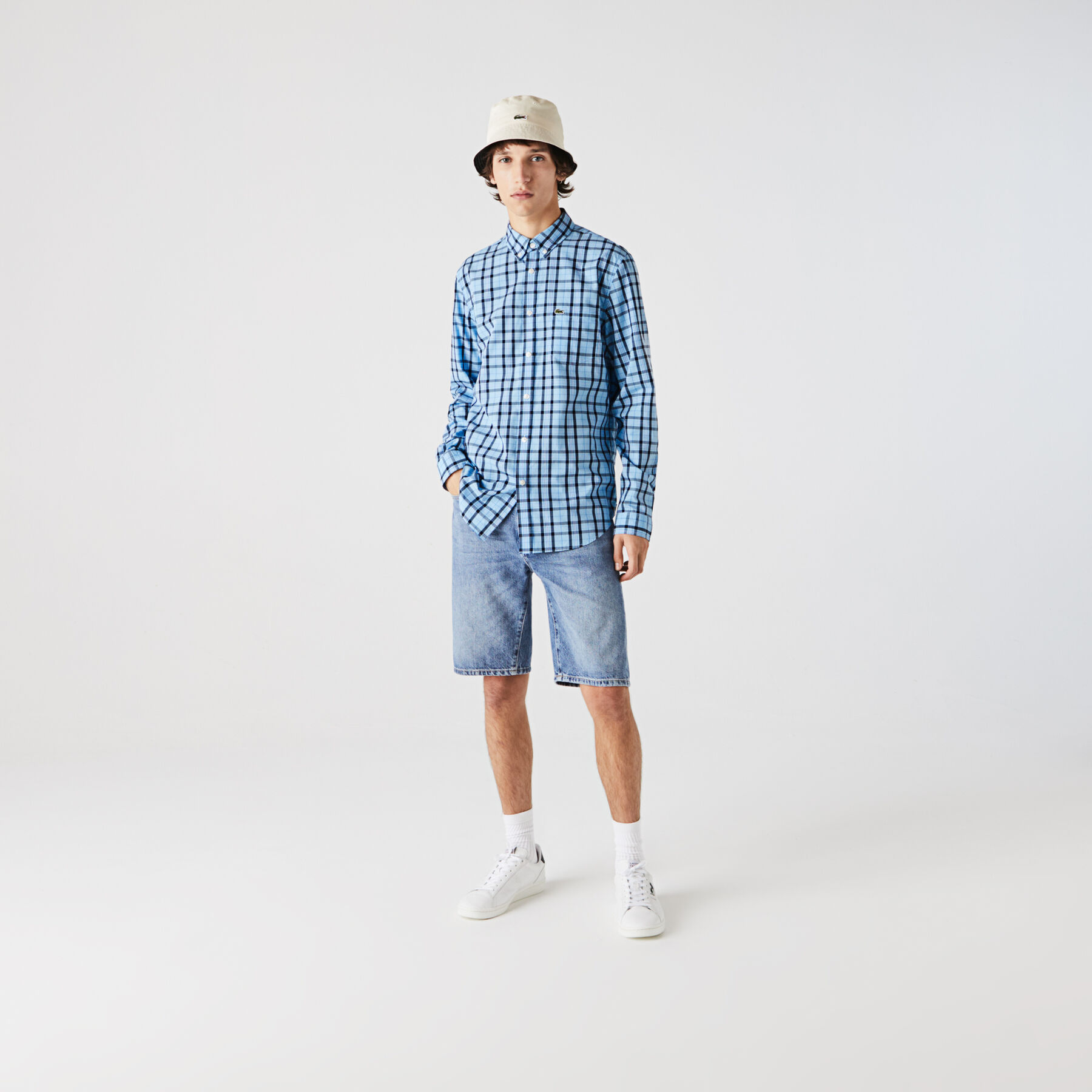 Men’s Regular Fit Check Cotton Poplin Shirt lacoste men s regular fit check cotton poplin shirt