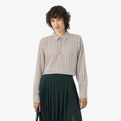 lacoste regular fit printed popover shirt