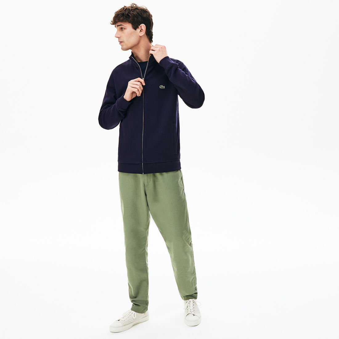 قميص ثقيل من الصوف بياقة واقفة مزودة بسحاب للرجال