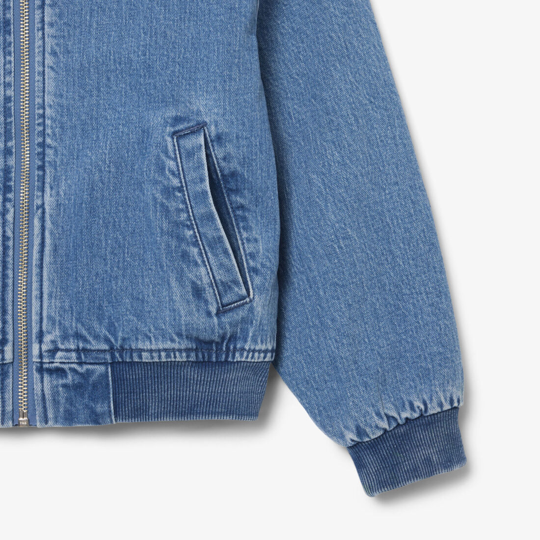 Padded Badge Accent Denim Bomber Jacket lacoste padded badge accent denim bomber jacket