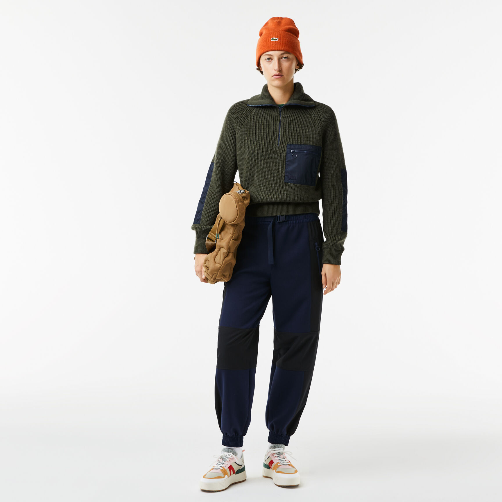 Buy Women's Lacoste Zip Trucker Neck Color-Block Sweater | Lacoste UAE