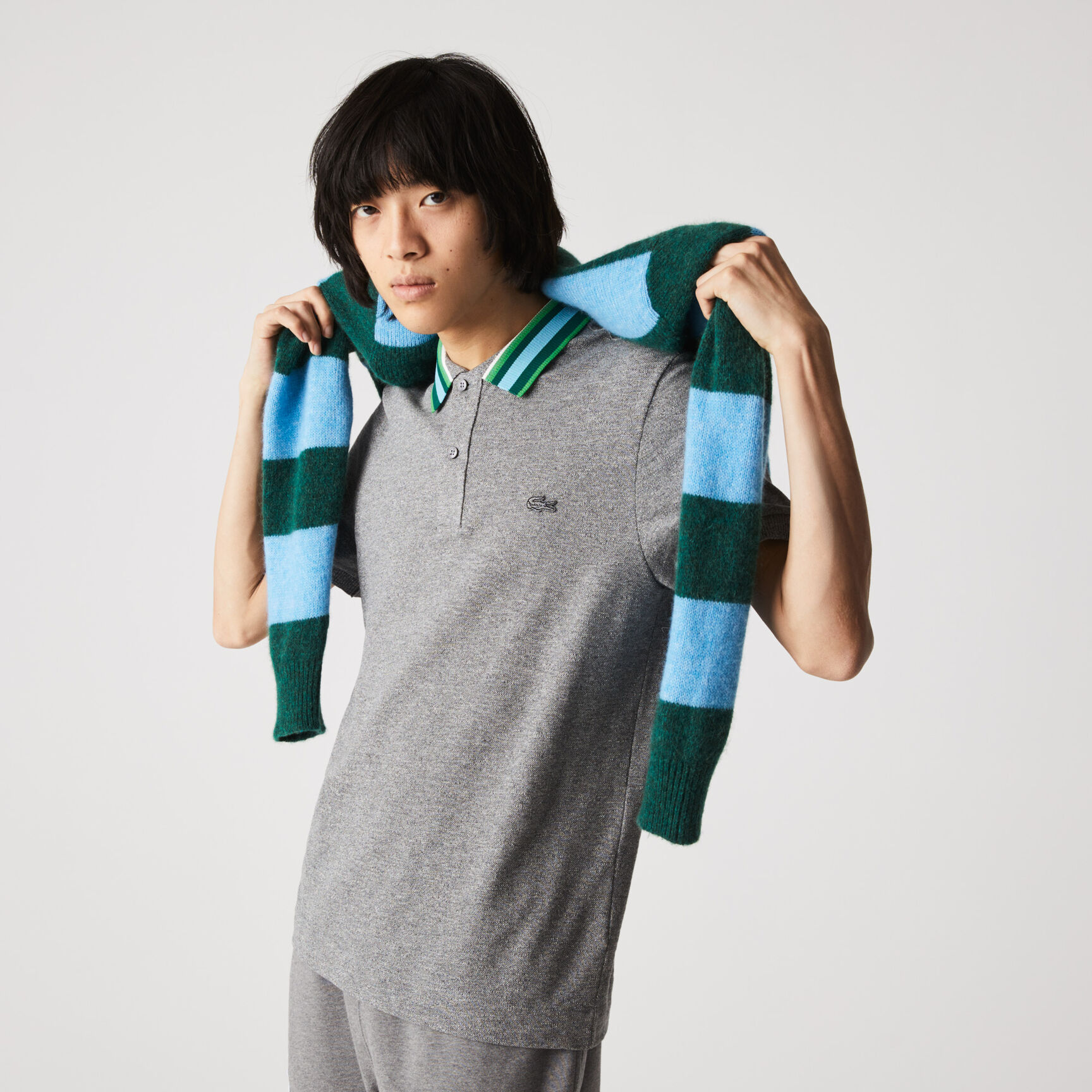 Men&rsquo;s Lacoste Regular Fit Striped Collar Cotton Piqu&eacute; Polo