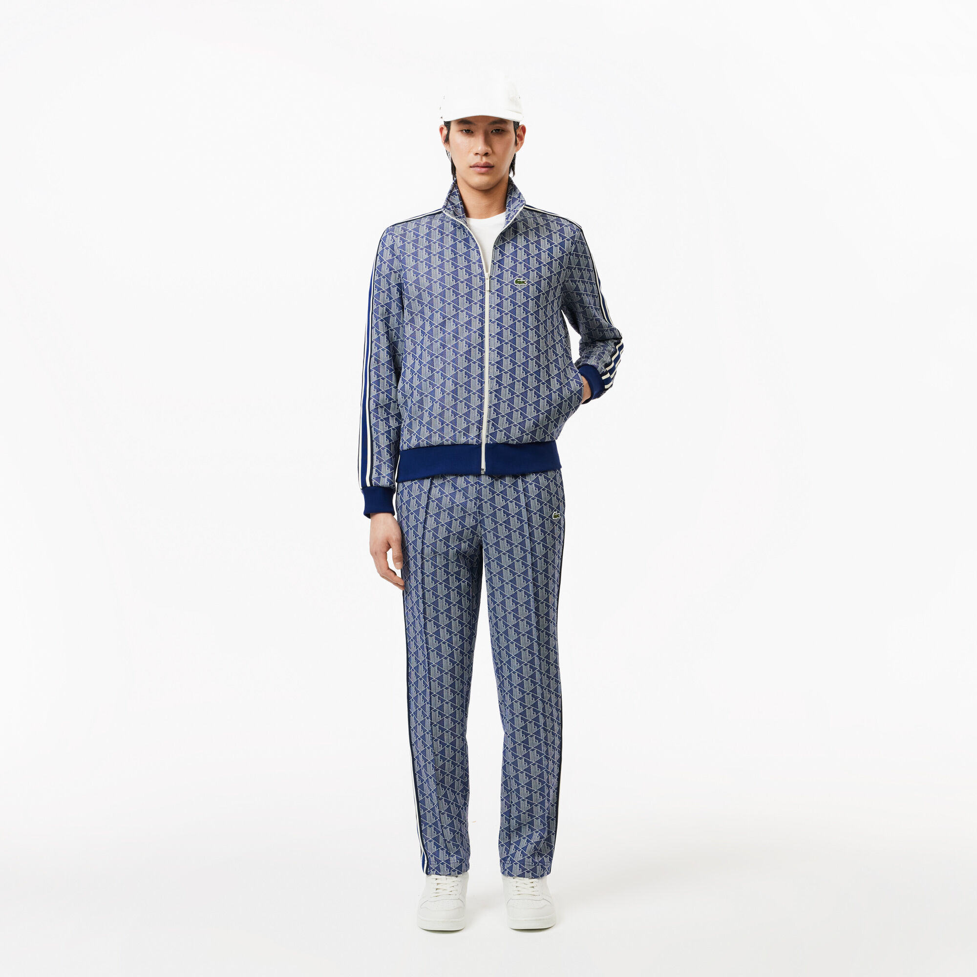 Paris Zip-Up Jacquard Track Jacket, Navy Blue/White | LACOSTE UAE