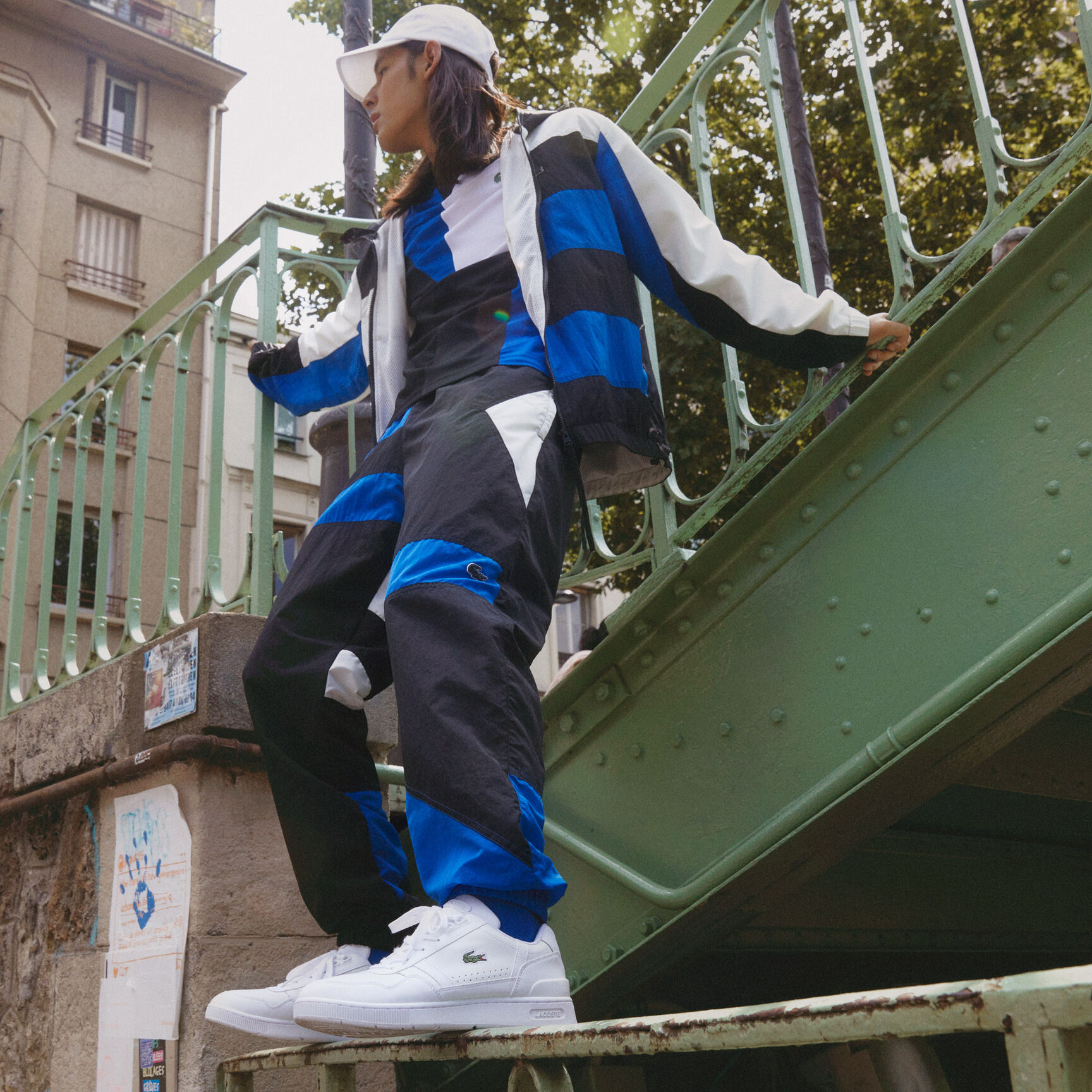 سنيكرز تي كليب جلد وخامات صناعية للرجال Men's T-Clip Leather and Synthetic Trainers - 43SMA0023-21G