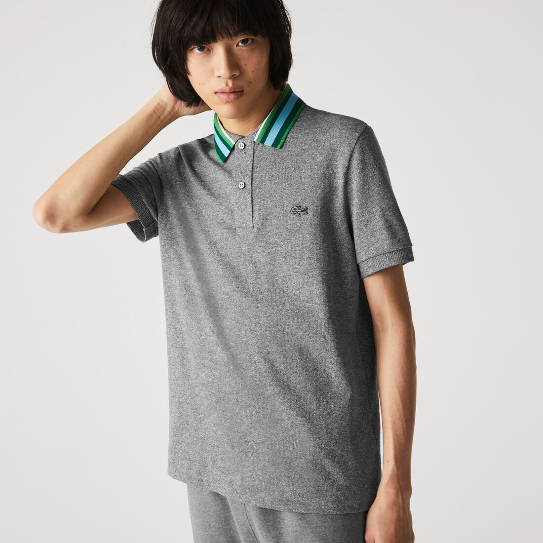 Men&rsquo;s Lacoste Regular Fit Striped Collar Cotton Piqu&eacute; Polo