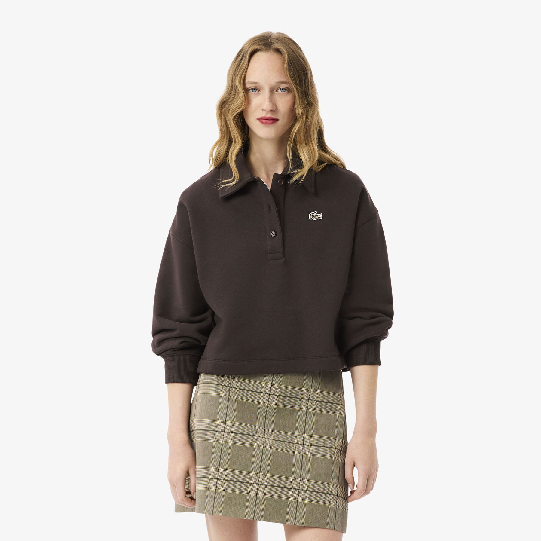 Oversized Fleece Polo Collar Sweatshirt Oversized Fleece Polo Collar Sweatshirt - SF5275-00-SKB