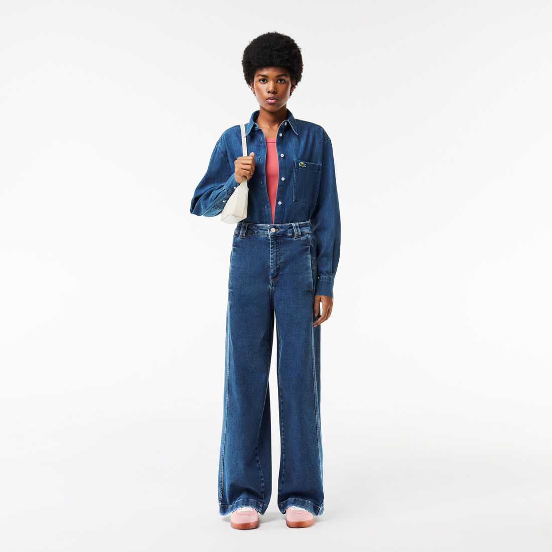 قميص جينز كبير الحجم Women's Lacoste Oversized Cotton Denim Shirt - CF0036-00-36L