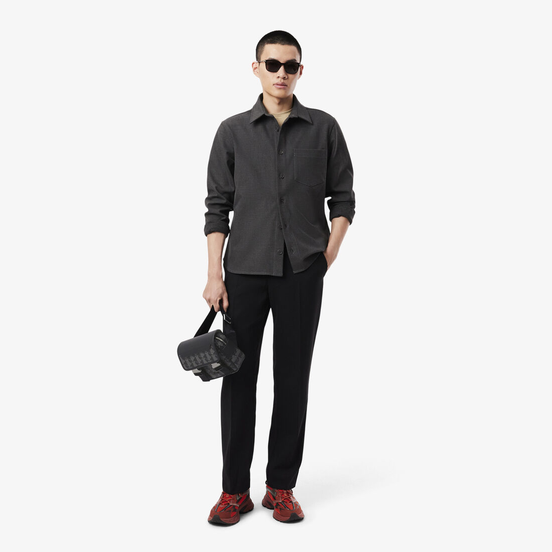 حقيبة مسنجر ذا بليند بمشبك قنب بشعار الماركة للرجال Men's The Blend Clipped Monogram Canvas Messenger Bag - NH3787LX-H45