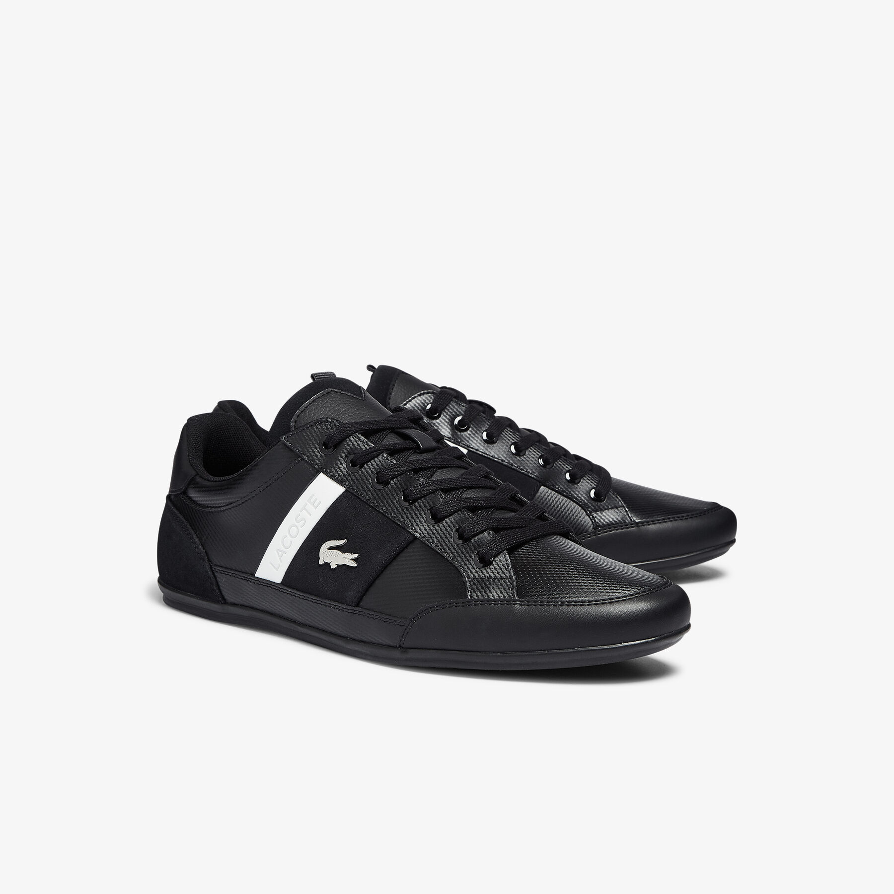 lacoste men s chaymon leather and suede trainers