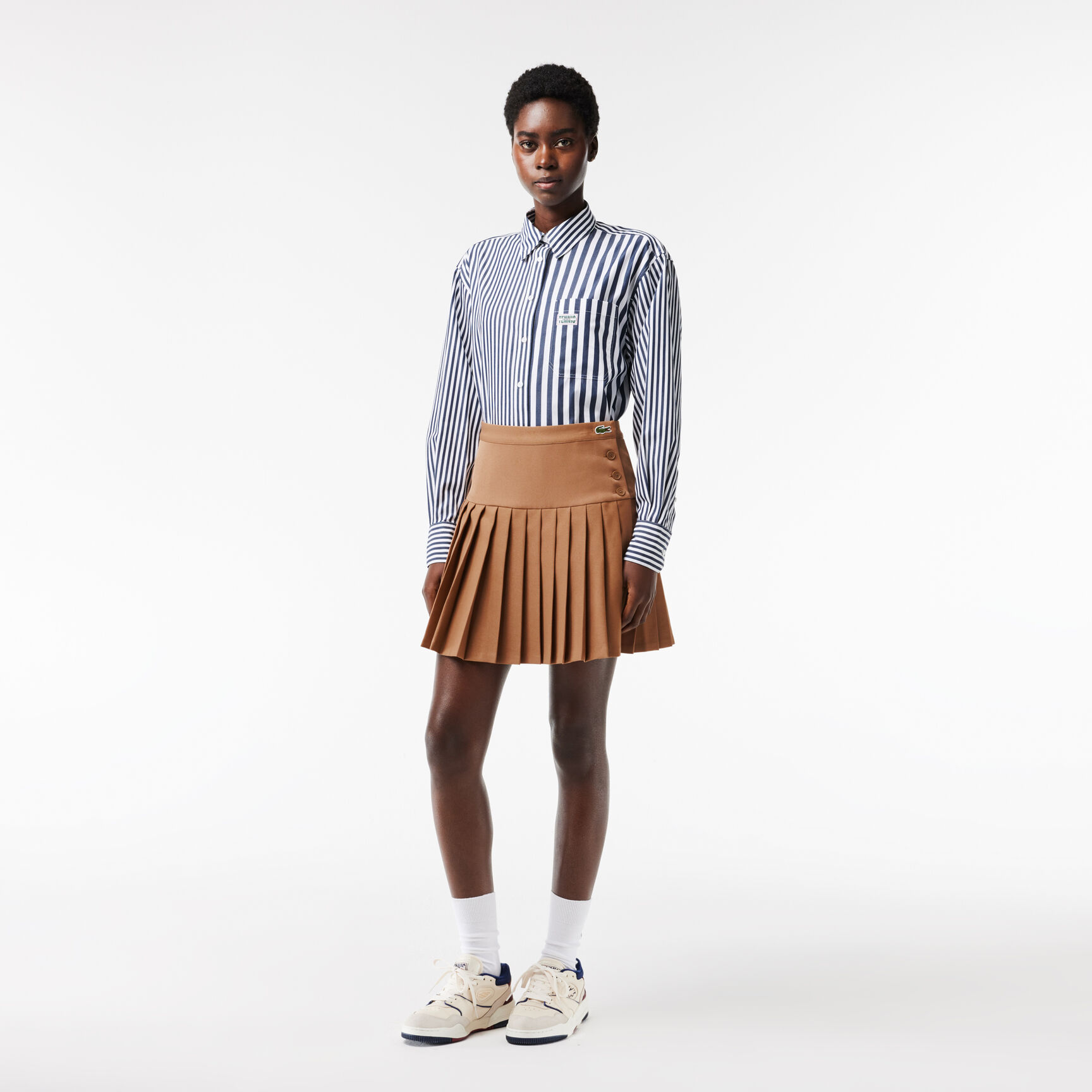 Short Pleated Button Waist Skirt Short Pleated Button Waist Skirt - JF0760-00-SIX