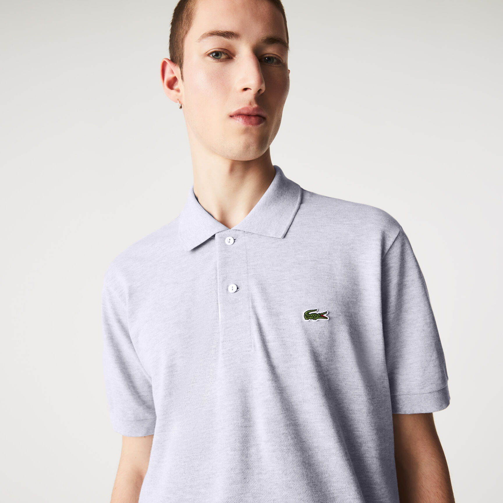 قميص بولو مارل كلاسيكي بمقاس L.12.12 Original L.12.12 Heathered Petit Pique Cotton Polo Shirt - L1264-00-CCA