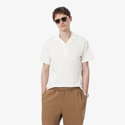 lacoste paris classic fit open neck embroidered polo shirt