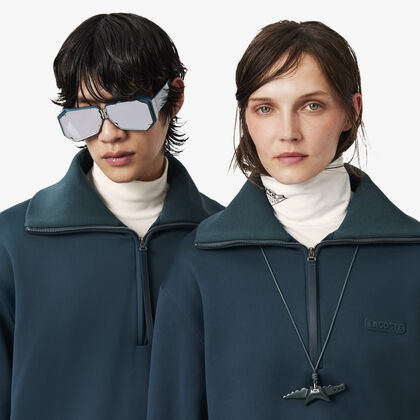 لاكوست runway high neck zipped satin sweatshirt