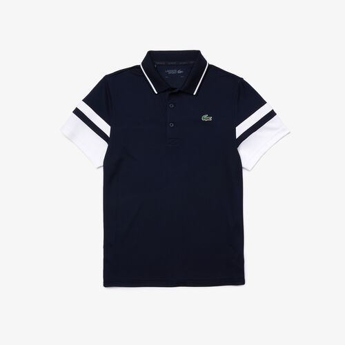 Men’s Lacoste Sport Striped Sleeves Breathable Piqué Tennis Polo Shirt