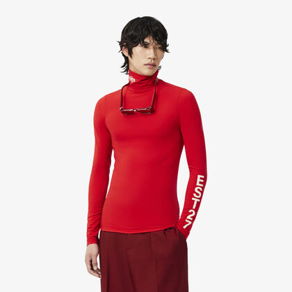 لاكوست runway high neck printed stretch t shirt