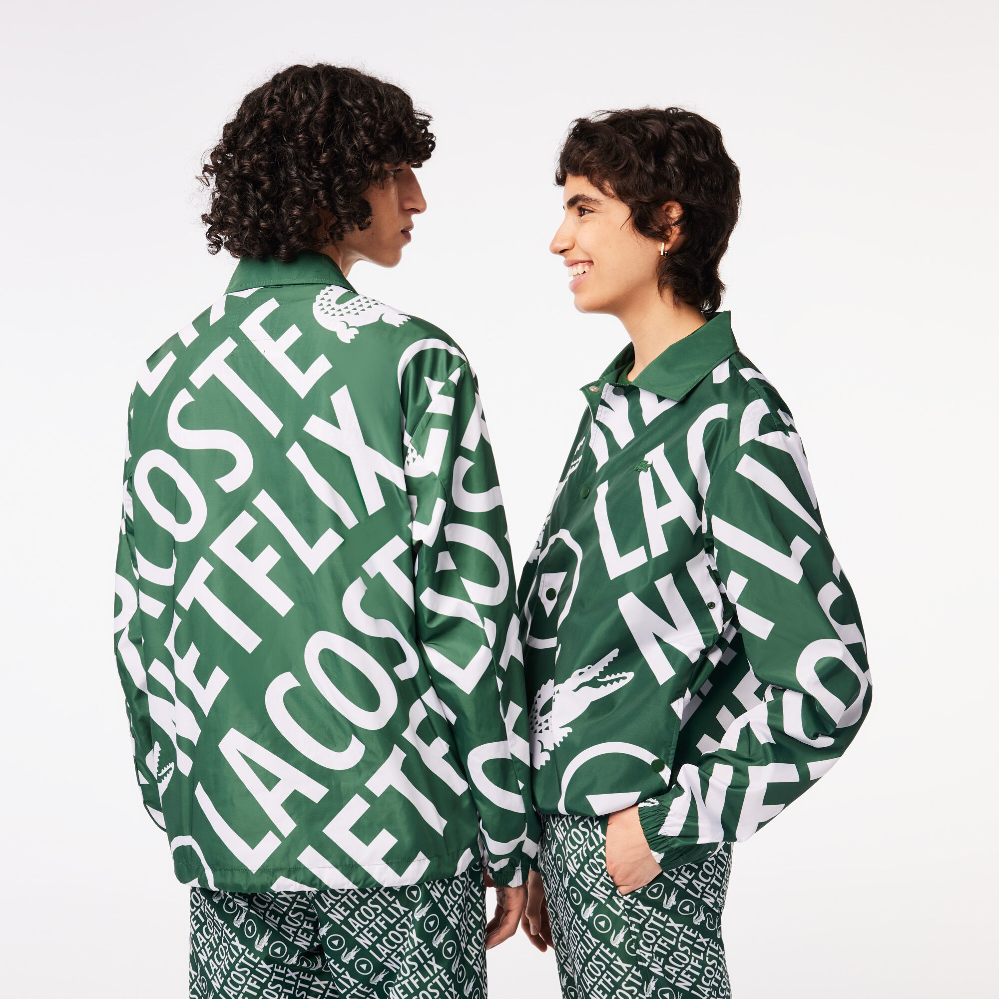 Unisex Lacoste x Netflix Printed Polo Jacket, Green / White