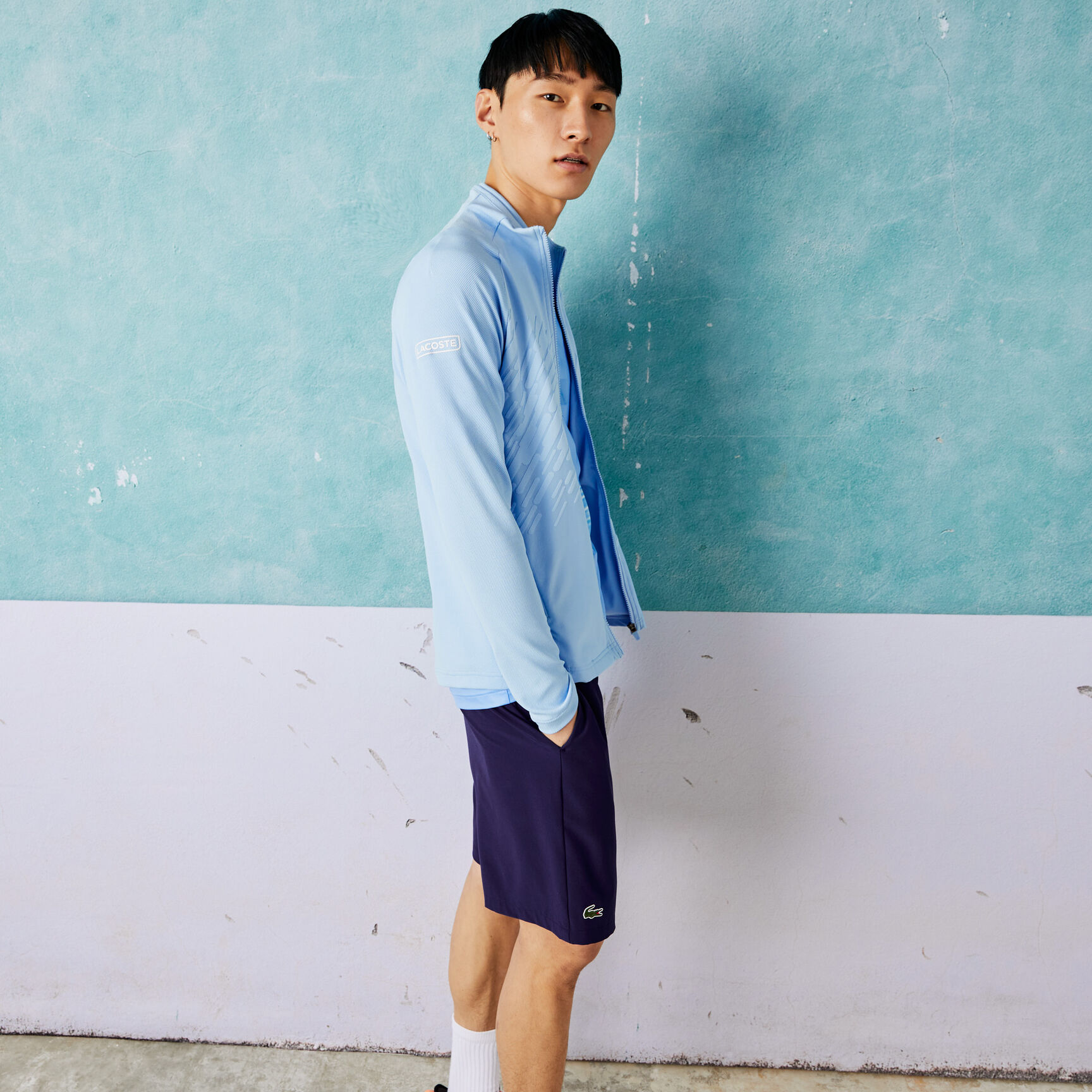 جاكيت معالج بسحّاب للرجال مجموعة Lacoste SPORT x Novak Djokovic