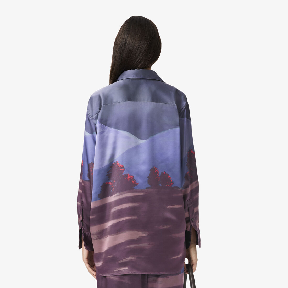 Oversized Landscape Print Satin Shirt Oversized Landscape Print Satin Shirt - CF6386-00-ADI
