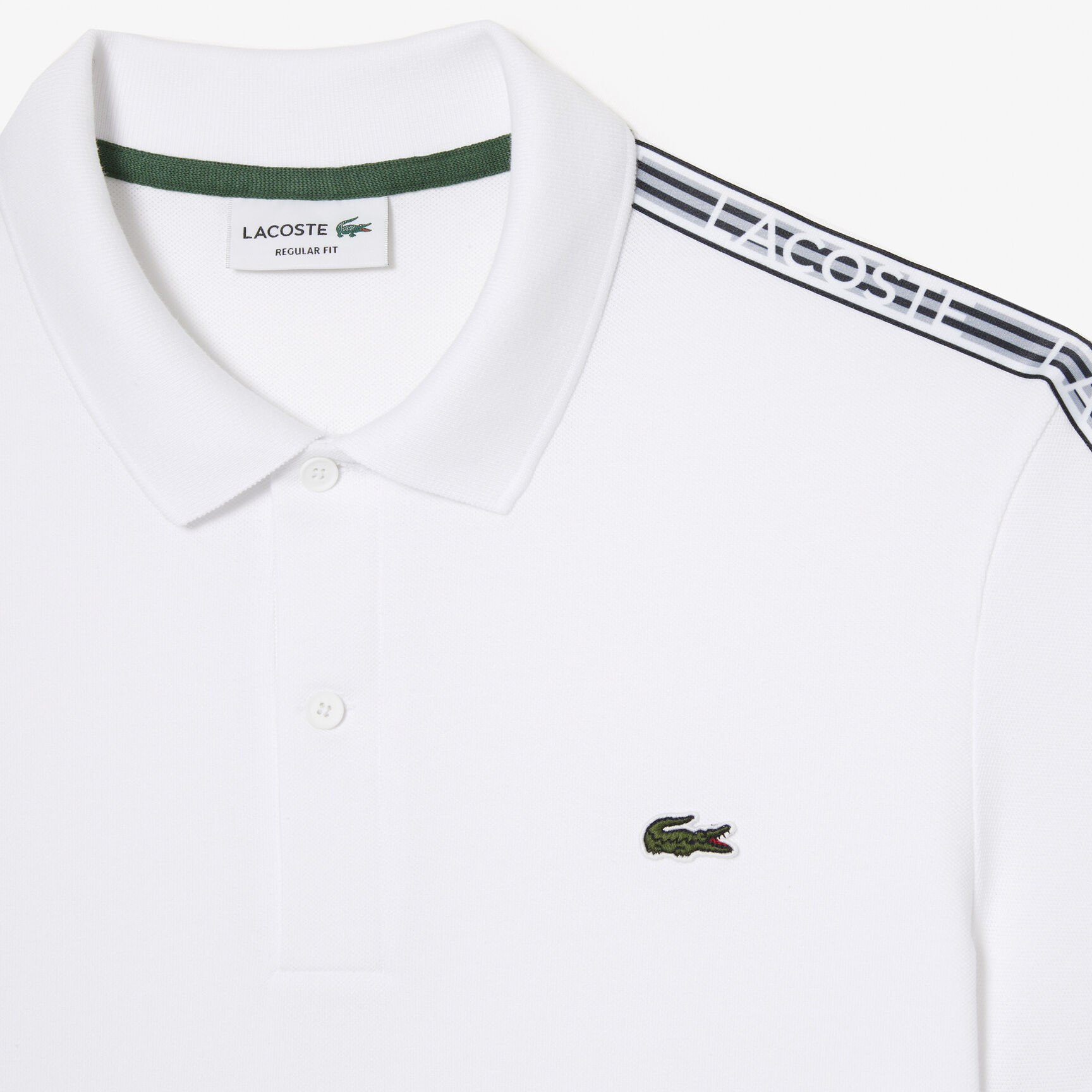 تي شيرت بولو للتنس من ألياف معاد تدويرها وبقصّة عادية Regular Fit Logo Stripe Stretch Cotton Polo Shirt - PH5075-00-001
