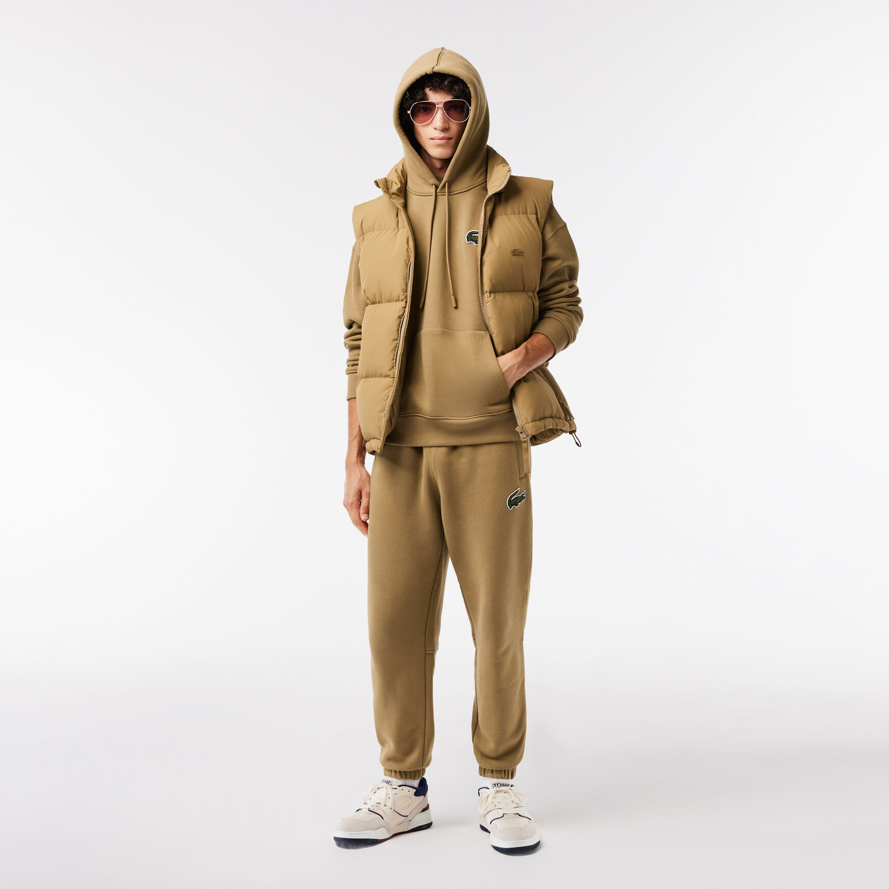 سويت شيرت بأجزاء من نسيج شبكي للرجال من مجموعة لاكوست سبورت Unisex Loose Fit Hooded Organic Cotton Jogger Sweatshirt - SH6404-00-SIX