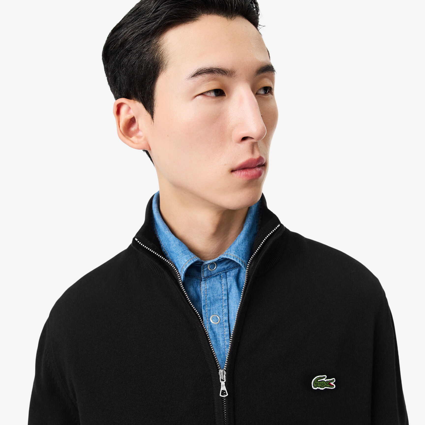Buy Men's Standup Collar Organic Cotton Zippered Sweater Lacoste UAE