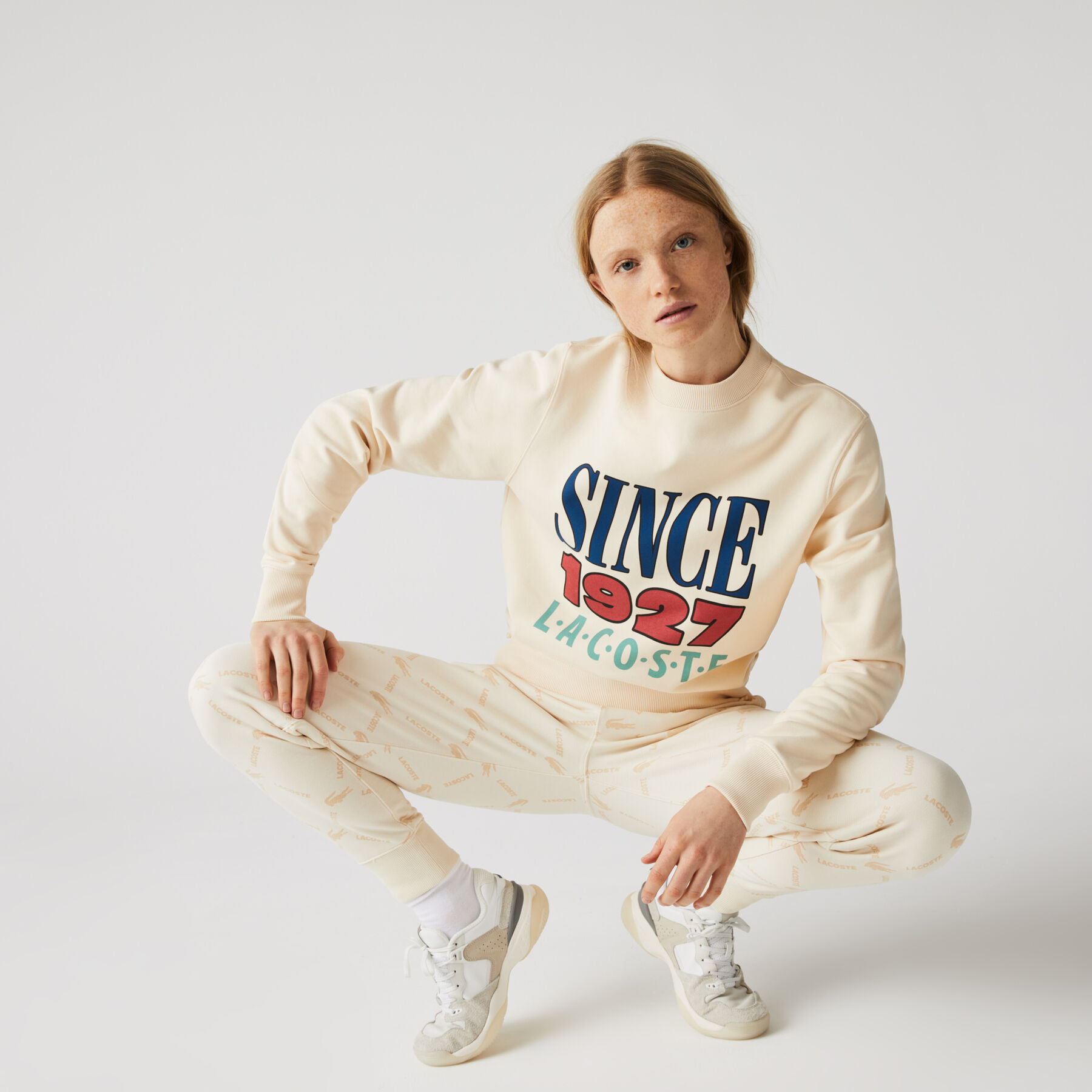 unisex lacoste live print cotton fleece sweatshirt