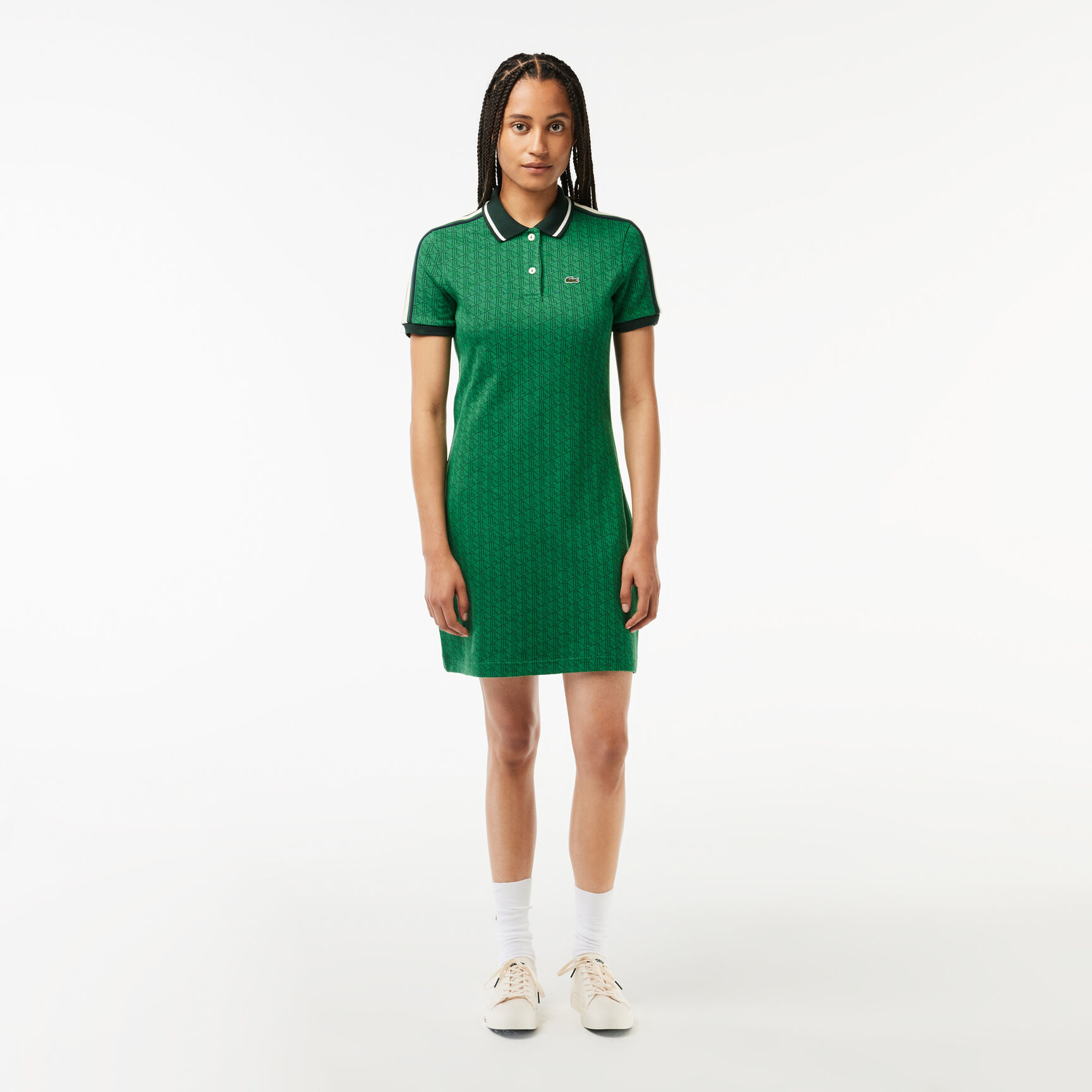 معطف ترنش لاكوست بقصّة فضفاضة للنساء Slim Fit Lacoste Monogram Jacquard Dress - EF1676-00-QIJ