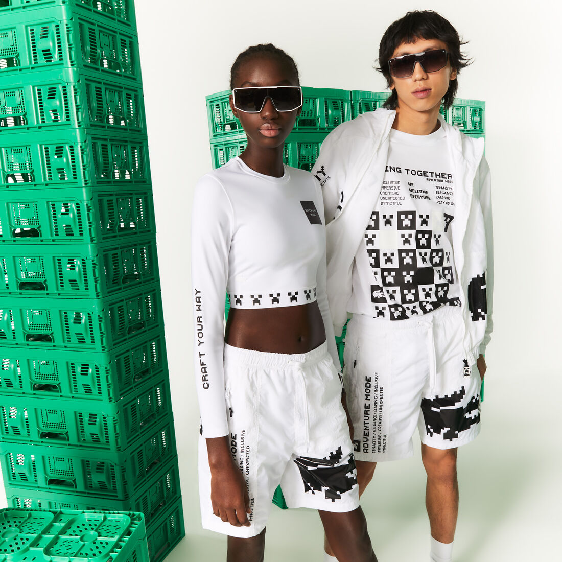 Unisex Lacoste L!VE x Minecraft Nylon Bermuda Shorts Unisex Lacoste L!VE x Minecraft Nylon Bermuda Shorts