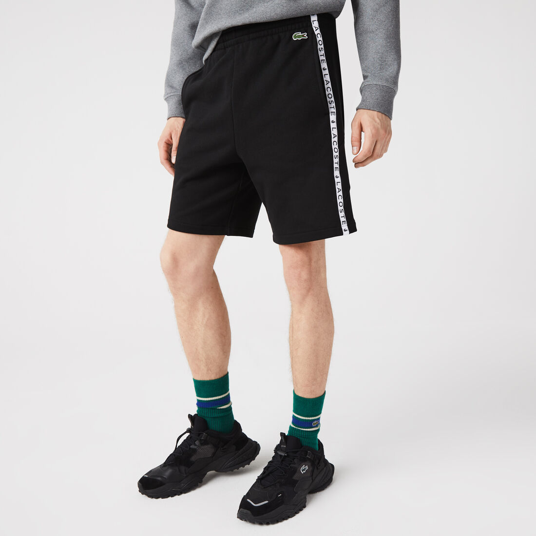 Men's Lacoste Lettered Bands Fleece Bermuda Shorts