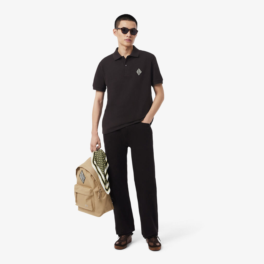 قميص بولو كلاسيكي بقصة كلاسيكية مزين بشعار الماركة Classic Fit Badge Accent Pique Polo Shirt - PH0034-00-3LA