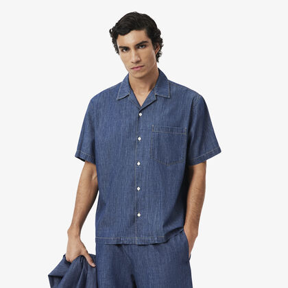 Relaxed Fit Open Neck Denim Shirt