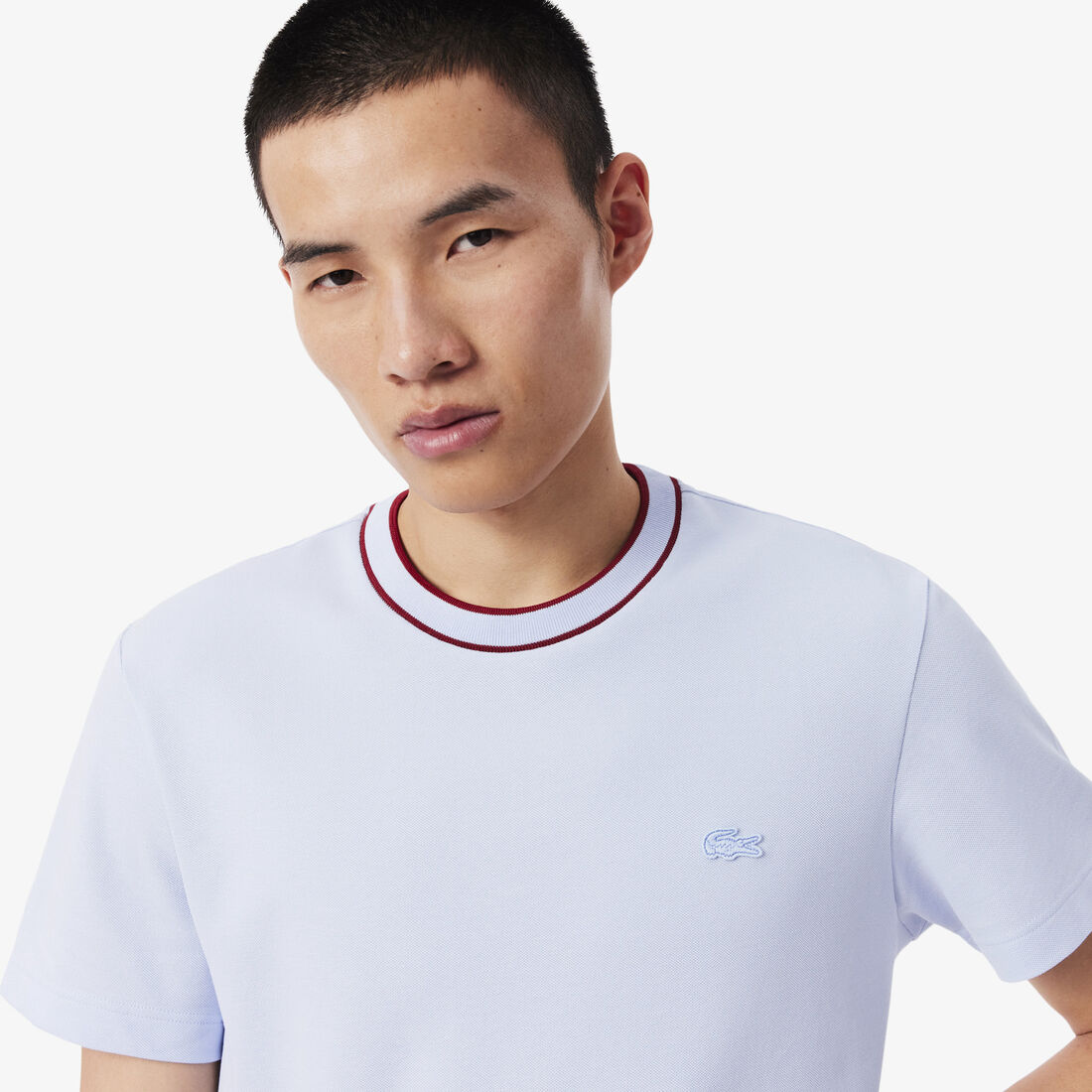 تي شيرت بياقة مخططة من بيكيه Stretch Pique Stripe Collar T-shirt - TH8174-00-J2G