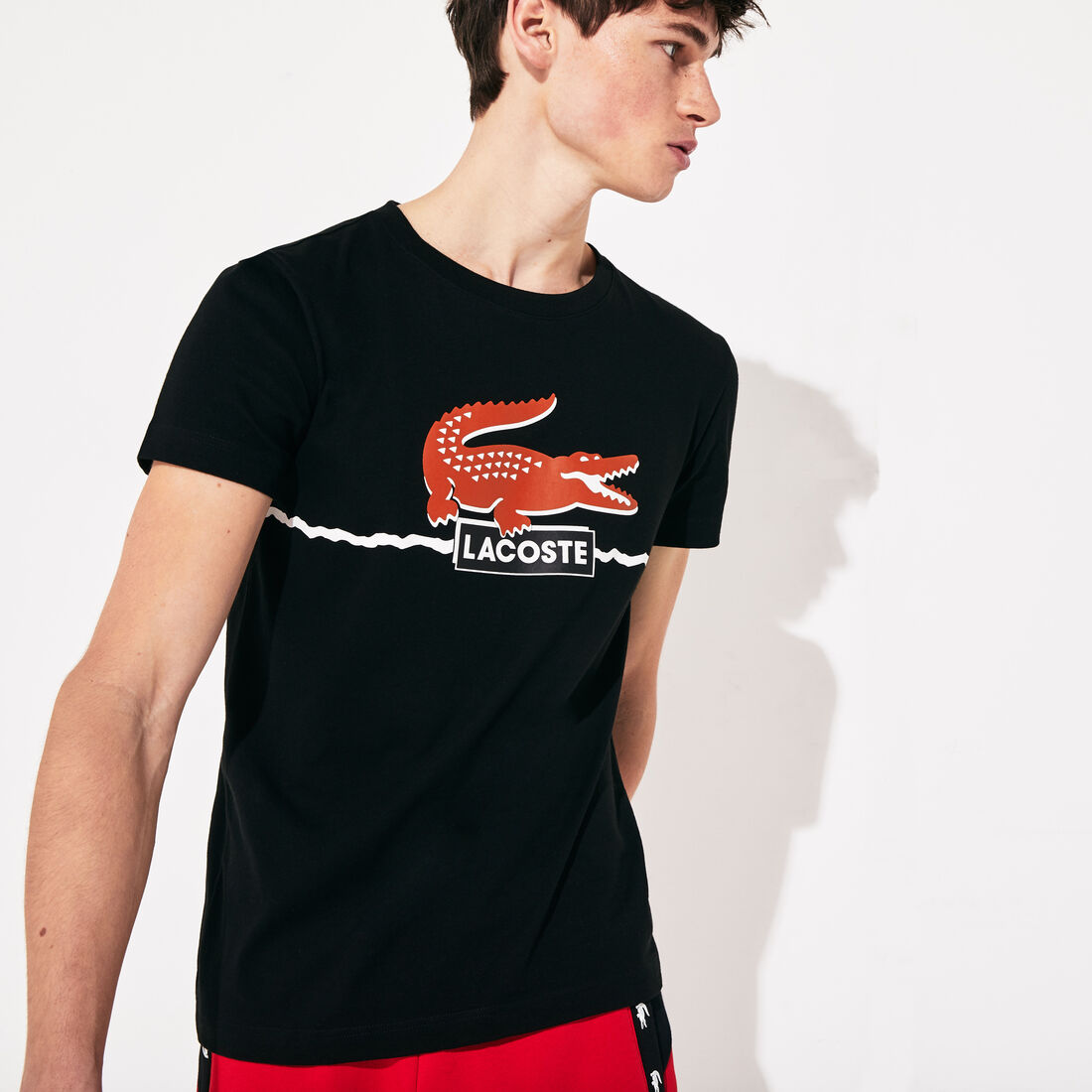قميص تي-شيرت من قطن الجيرسيه للرجال من مجموعة Lacoste SPORT
