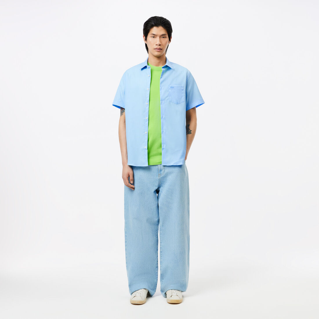 Regular Fit Short Sleeved Cotton Shirt Men's Regular Fit Solid Cotton Shirt - CH8528-00-HBP