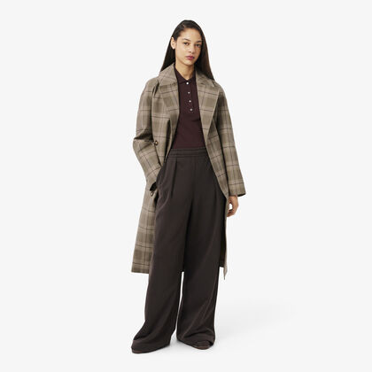 Water-repellent Plaid Wrap Coat