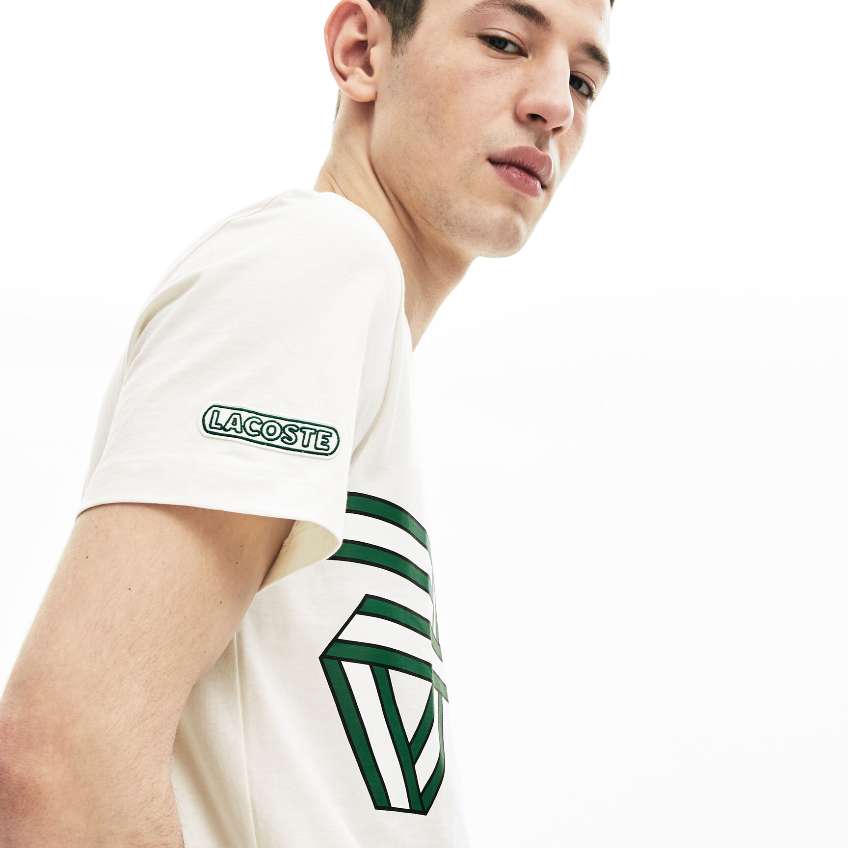 Men's Stripe Print Crew Neck T-shirt