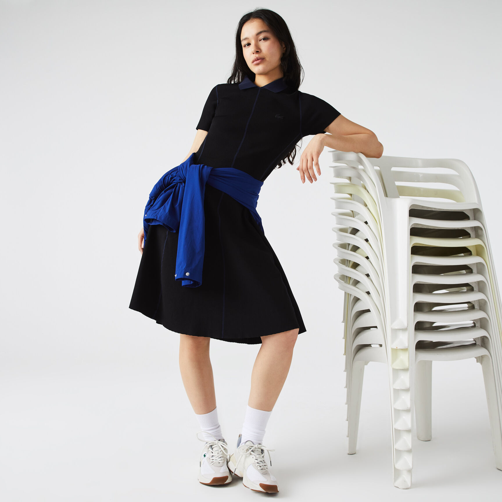 فستان بولو سكيتر نسيج بارز للنساء فستان بولو سكيتر نسيج بارز للنساء