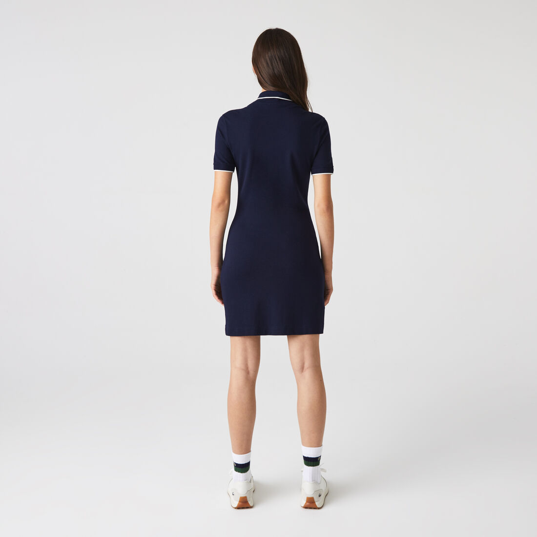 Women's Lacoste Striped Neck Flowy Polo Dress Women's Lacoste Striped Neck Flowy Polo Dress