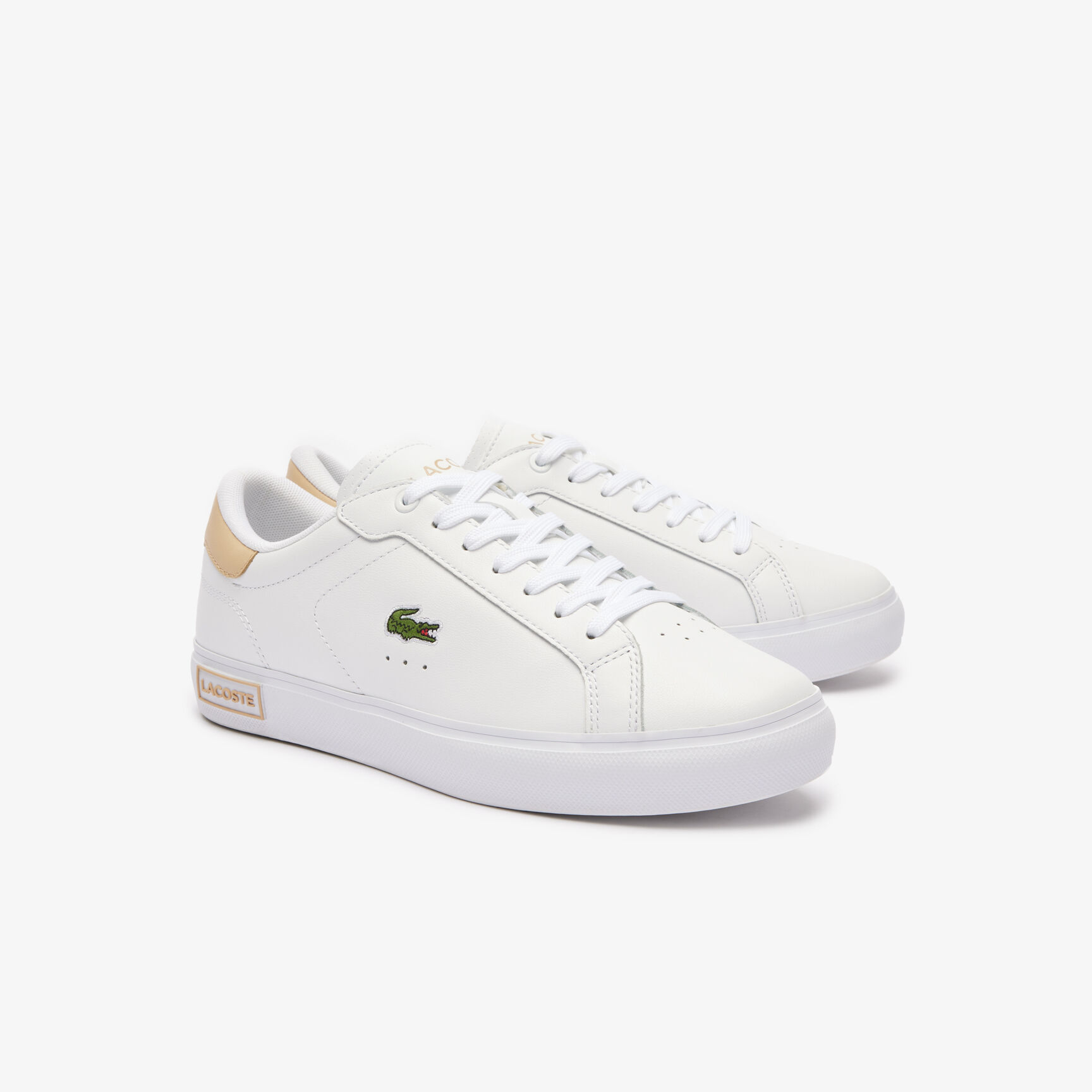 Women's Powercourt Logo Tongue Leather Trainers  - 47SFA0071-2J8