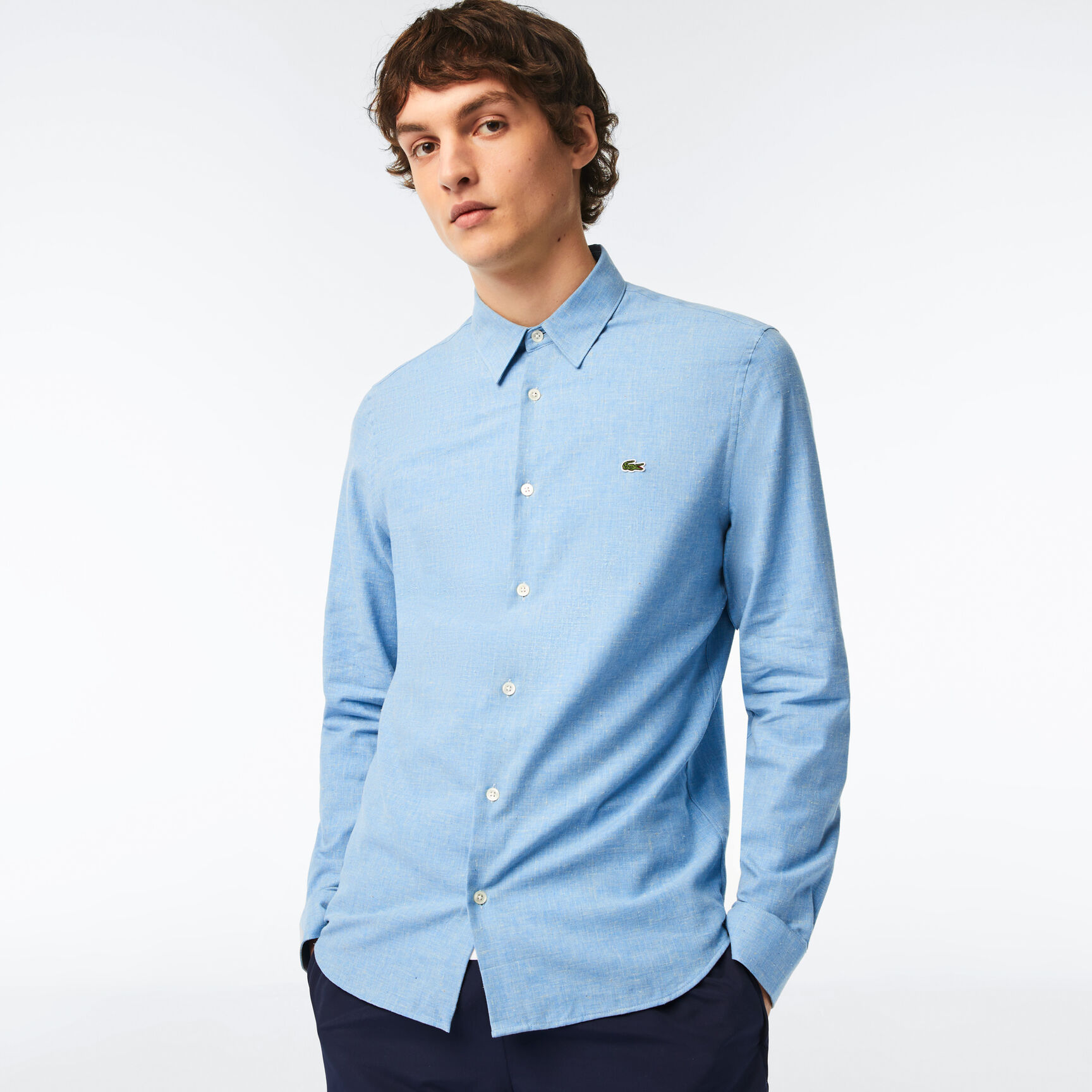 Men's Slim fit Cotton Chambray Shirt Men's Slim fit Cotton Chambray Shirt - CH2573-00-FV2