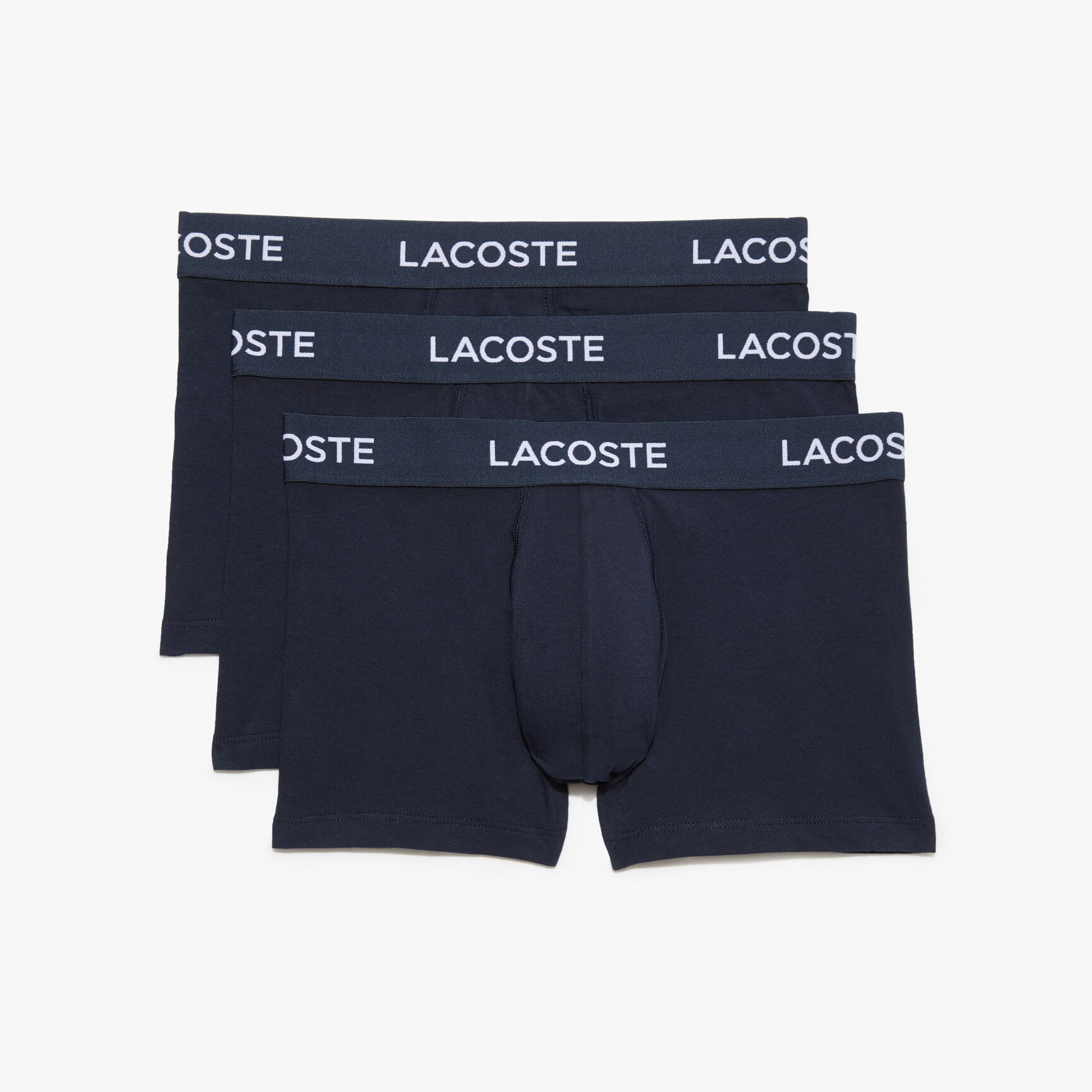 مجموعة من 3 سراويل داخلية للرجال لاكوست Men's 3-Pack Lacoste Logo Waist Trunks - 5H7686-00-166