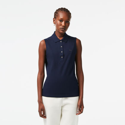 Women's Lacoste Slim Fit Sleeveless Cotton Pique Polo Shirt