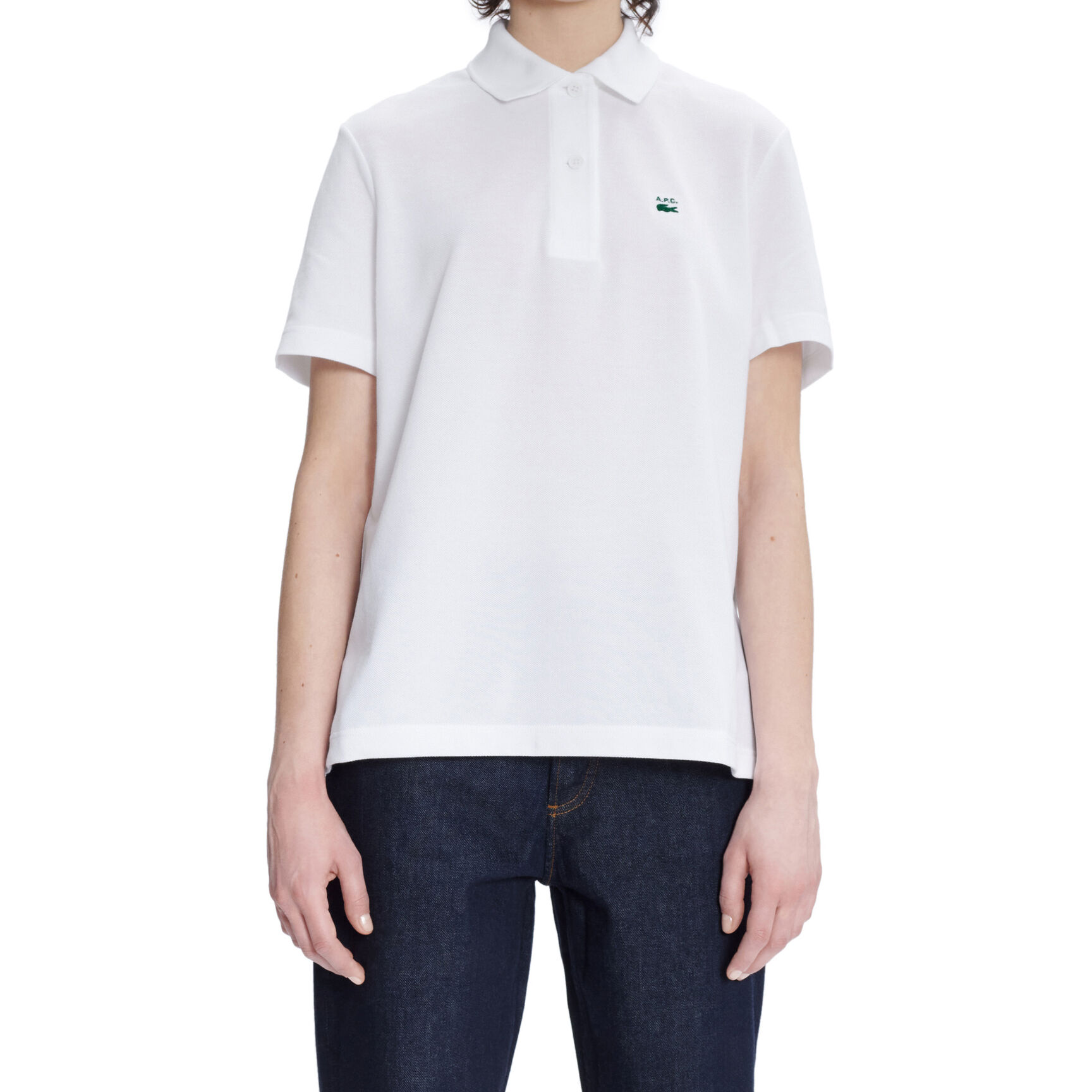 تيشيرت بولو قطن بيكيه بيتي بقصة فضفاضة للنساء مجموعة Lacoste x A.P.C. تيشيرت بولو قطن بيكيه بيتي بقصة فضفاضة للنساء مجموعة Lacoste x A.P.C.